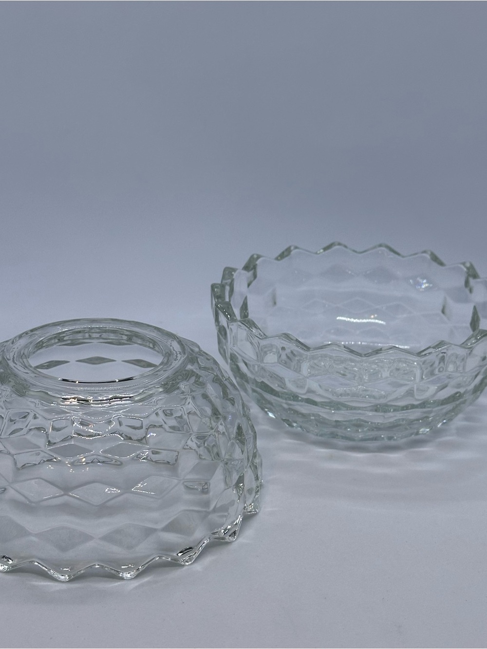 Vintage Homco Clear Cubist Glass Fairy Light Lamp Votive Candle Holder 2 Piece - Picture 2 of 11
